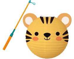 Lampion - Sint Maarten - Lampionstokje - Met Lichtje - Dieren - Treklampion - Papier - Kind - Wit - Versiering - 1 Stuk