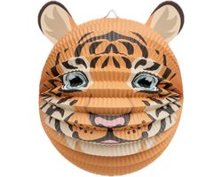 Lampion Tijger - ca.22x30cm - Sint Maarten - Kinderlampen - Papier - Lampionnen - Oranje.