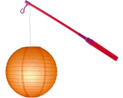 Lampionstokje 40 cm - met lampion - oranje - D25 cm - Sint Maarten