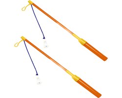 Lampionstokjes - 2x - oranje/geel met lichtje - incl. Batterijen 39 cm