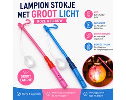 Lampionstokjes met LED Licht – Roze & Blauw – Set van 2 – Inclusief Batterijen – Sint Maarten