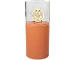 Lampje - Smiley - LED - Glas - Oranje - 6,5x6,5x15cm