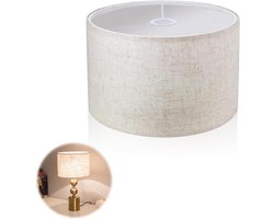 Lampshade van linnen, 30×30×20cm, vervangende kap voor hanglamp, tafellamp en vloerlamp, E14 E27 fitting, beige kleur, perfect voor elke inrichting