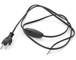 Lampsnoer, met Stekker en Knippertje, Zwart