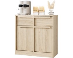Landelijk Dressoir met 2 Lades - Houtlook Buffetkast / Opbergkast - Koffiemeubel - 80 cm Breed - Perenhout Kleur