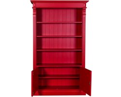 landelijk houten boekenkast met opbergruimte - 120 cm - rood - verstelbare planken