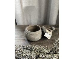 Landelijk Houten potje M- Vergrijsde potje -Stoer sober- woondecoratie- Moederdag
