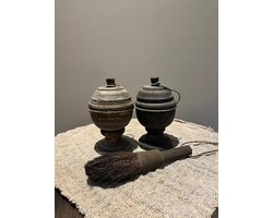 Landelijk Houten potje met deksel op voet- decoratief potje- woondecoratie- stoer sober