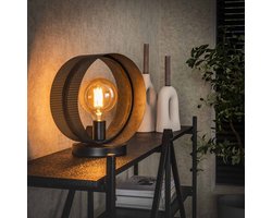 Landelijk / industriële tafellamp Ring / metaal geperforeerd / zwart grijs | charcoal / robuuste tafellamp / dressoir / nachtkastje / side table