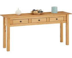 Landelijke Consoletafel met 3 Laden - Smalle Bijzettafel voor Hal van Massief Grenenhout