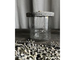 Landelijke glazen Voorraad pot met houten deksel maat L- woondecoratie- stoer sober- Moederdag