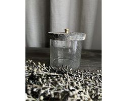 Landelijke glazen voorraad pot met houten deksel maat M- Stoer sober- woondecoratie- Mederdag
