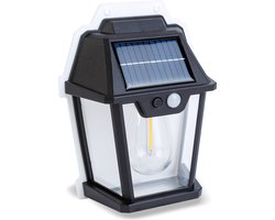 Landelijke Hangende Tuin Lantaarn met LED Bol lamp Solar - Windlicht op Zonne-Energie - Wandlamp voor Buiten - Warm wit - Bewegingssensor