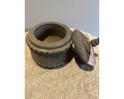 Landelijke Houten voorraad pot met deksel en ribbel L- Stoer sober- woondecoratie