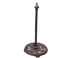 Landelijke keukenrolhouder gietijzer bruin 16cmx34cm - Tafelkeukenrolhouder houder bruin - Toiletrolhouder klein