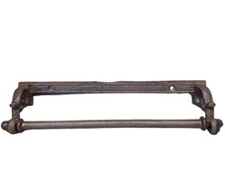 Landelijke Keukenrolhouder van Gietijzer Bruin muurbevestiging - Ook geschikt als Handdoekhouder