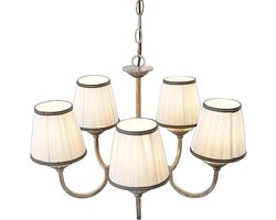 Landelijke Kroonluchter Brons met Stof Kap - Sfeervolle Hanglamp voor Woon- en Eetkamer