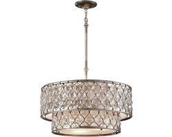 Landelijke Kroonluchter - Steady Lighting - Glas - Landelijk - E27 - L: 62.2cm - Voor Binnen - Woonkamer - Eetkamer - Zilver