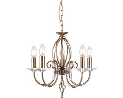 Landelijke Kroonluchter - Steady Lighting - Metaal - Landelijk - E14 - L: 48cm - Voor Binnen - Woonkamer - Eetkamer - Zilver