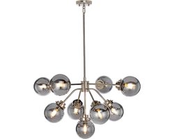 Landelijke Kroonluchter - Steady Lighting - Metaal - Landelijk - E14 - L: 88cm - Voor Binnen - Woonkamer - Eetkamer - Zilver