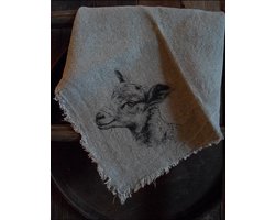 Landelijke linnen shabby doek lammetje ca 50 x 50 cm/Shabby doek lammetje