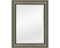 Landelijke rustieke spiegel Nino Taupe met zilveren kraal