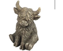 Landelijke Schotse hooglander zittend Yuki M bruin- stoer sober- sfeervol- woondecoratie- Countryfield