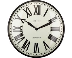 Landelijke wandklok - 40cm -Stille klok - Black-Metal-NeXtime Nieuw Amsterdam