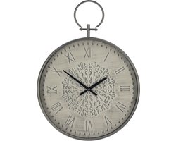 Landelijke Wandklok Romantisch Grijs – 45x60,5 cm – Vintage Look – Stille Klok met Tandwielen – Industrieel & Klassiek Design - Kolony