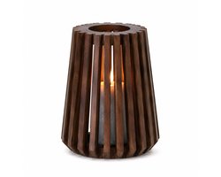 Lander Walnut Houten Windlicht 27 x 27 x 34 cm Walnootkleur Sfeervolle Lantaarn
