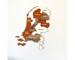 Landkaart - Houten Nederland Kaart - Muurdecoratie - Houten Wanddecoratie - Landkaart - Housewarming Cadeau - Wall Art - Verjaardag Cadeau - 60x50 cm