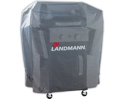 Landmann Premium Polyester beschermhoes M/L H 117 x B 128 x D 58.4 cm Grijs - BBQ hoes - Waterdicht - UV bestendig - Regenbestendig - Bestendig tegen extreme kou tot 15 graden onder nul - 600D polyester - scheurvast