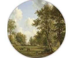 Landschap nabij Hilversum - Georgius Jacobus Johannes van Os schilderij - Landschap muurcirkels - Wandpaneel Natuur - Landelijk schilderij - Wandcirkel - Muur kunst muurcirkel aluminium 60x60 cm