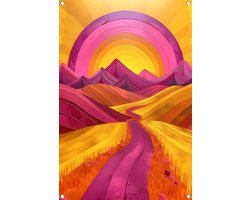 Landschap poster - Natuur tuinposter - Tuinposter Weg - Muurdecoratie tuin - Tuinaccessoires - Tuin decoratie voor buiten tuinposter 50x75 cm