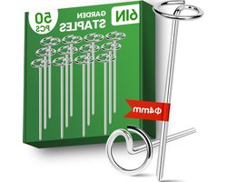 Landschap Stoffen Pinnen - Tuinnietjes Staal - Tuin Ondersteunen - Versterkt Gegalvaniseerd Staal - 50 Stuks 15 cm - Zilver