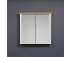 Landside Spiegelschrank - Spiegelkast - Wandopberger - Reflecterende eenheid - Glazen kast - Vanity Holder - Wandorganizer - Lichtgrijs/Artisan Eiken - 78x73x24 cm