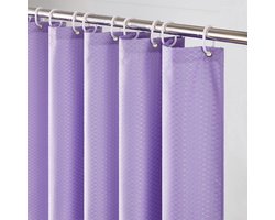 lang douchegordijn, gewafeld, waterdichte, schimmelbestendige paarse badgordijnen, polyester stof verzwaard voor badkamer met haken 180 cm x 210 cm.