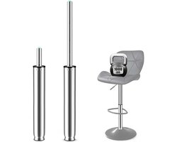 Lange gasveer, totale lengte 355 mm - 555 mm, hoge gasveer voor barkruk, kruk, draaistoel, in hoogte verstelbaar, tot 450 kg, diameter 50 mm (niet voor 1KEA en Topstar), TÜV, klasse 4, zilver