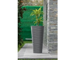 Lange Hoge bloempot Rond antraciet vaas 80cm Hoog plantenbak aan deur binnen buiten