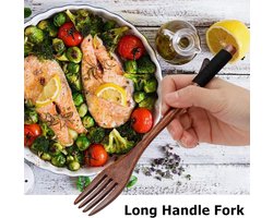 Lange houten vork, hout, vintage stijl, bruine tafelvorken, dinervorken voor keuken, thuis, restaurant, kamperen, feesten, barbecues, vaatwasmachinebestendig