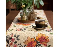 Lange Katoenen Tafelloper met Bloemmotief Patchwork - Handgemaakt voor Eetkamer en Salontafel