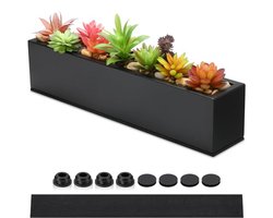 Lange rechthoekige plantenbak voor binnen en buiten met drainagegaten - Moderne stalen plantenbak voor vensterbank en kruidentuin