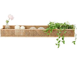 Lange Rotan Wandplank - Boho Geweven Wandmontage Plank voor Woonkamer & Decoratie