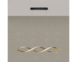 Langwerpige LED Hanglamp Goud Golfvorm – 3 Kleurig - Woonkamer - Eetkamer - Keuken - Kantoor