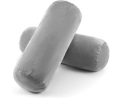 Langwerpige Nekrol Hoes - 40x15cm, Grijze Verwijderbare Kussenhoes met Rits, Ideaal voor Geheugenfoam Kussens en Neksteunen, Comfortabel en Ademend Design