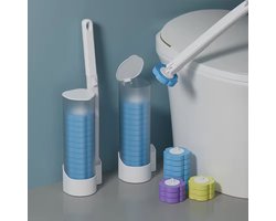 LaNicole-®Toiletborstel-ZX78-Met Houder Vrijstaand-Hygiënische Toiletborstel-Met 12pads