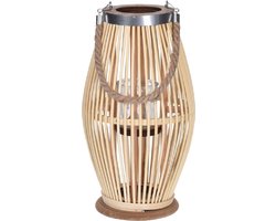 lantaarn - bamboe - 21x38 cm - decoratie woonkamer - windlicht - tuin - tuinverlichting