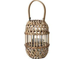 lantaarn - bamboe - naturel - woondecoratie - 22 cm hoog - tuin - tuinverlichting
