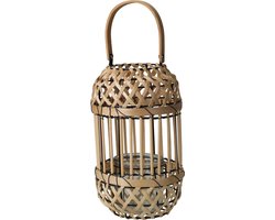 lantaarn bamboe - naturel - woondecoratie - 28 cm hoog - tuin - tuinverlichting