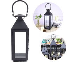 Lantaarn binnen - Windlicht zwart - Tuinlantaarn - Metaal - 15 x 40 cm - Zwart
